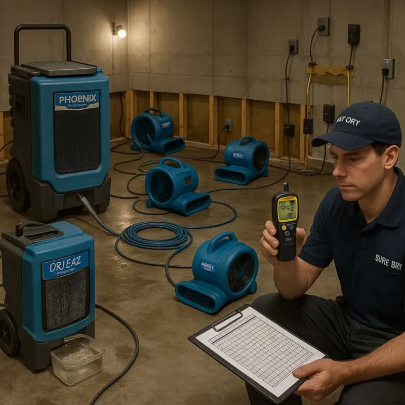 Structural Drying and Dehumidification process in Sabine Parish, LA